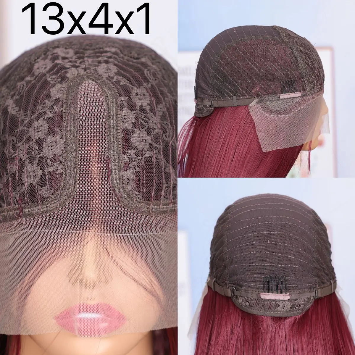 Body Wave Soft Hair 99J Red Burgundy 613 Blonde Ginger Brown Color 13X4X1 HD Lace Frontal Wig Prepucked Glueless Wig Daily Party thumbnail 6