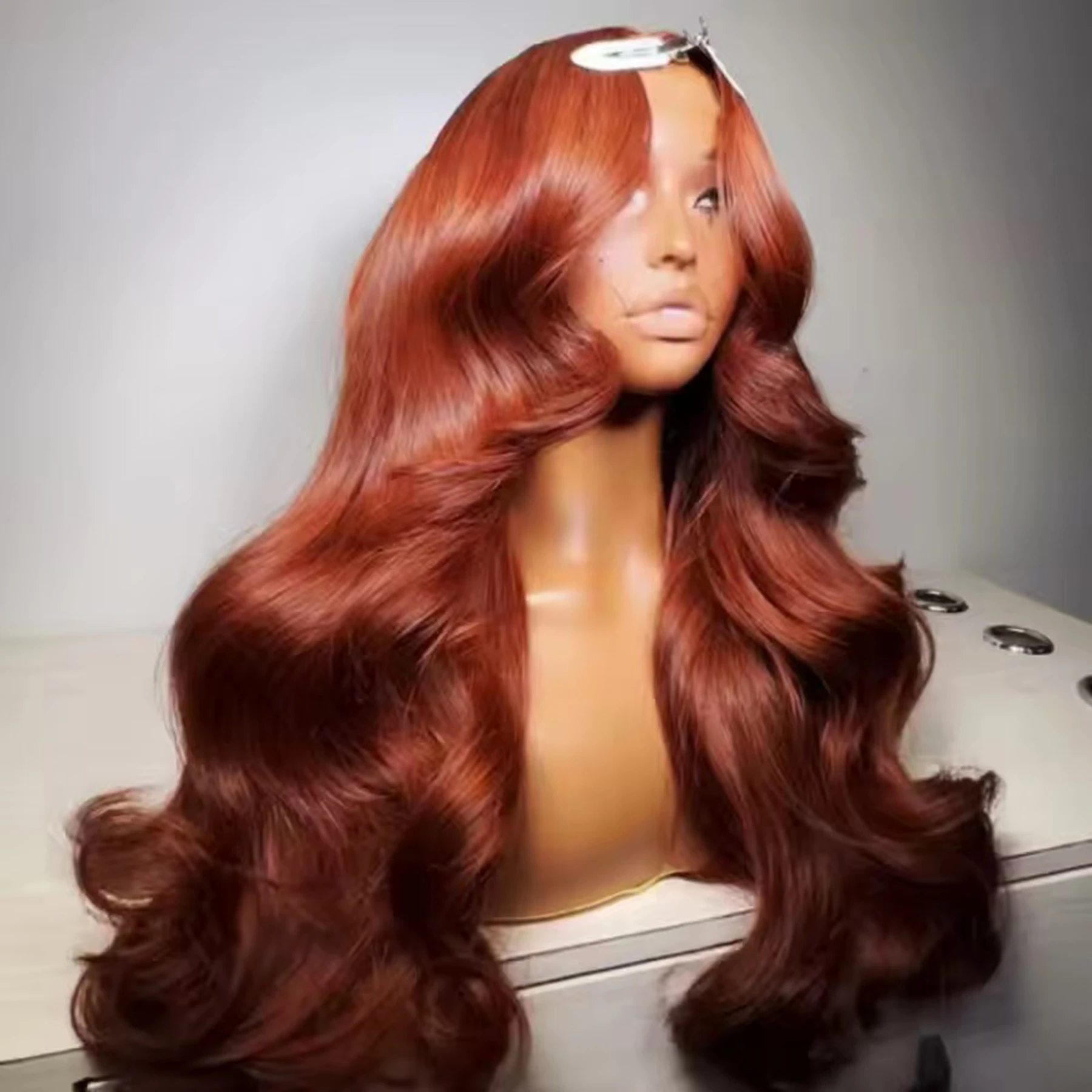 Body Wave Soft Hair 99J Red Burgundy 613 Blonde Ginger Brown Color 13X4X1 HD Lace Frontal Wig Prepucked Glueless Wig Daily Party thumbnail 2