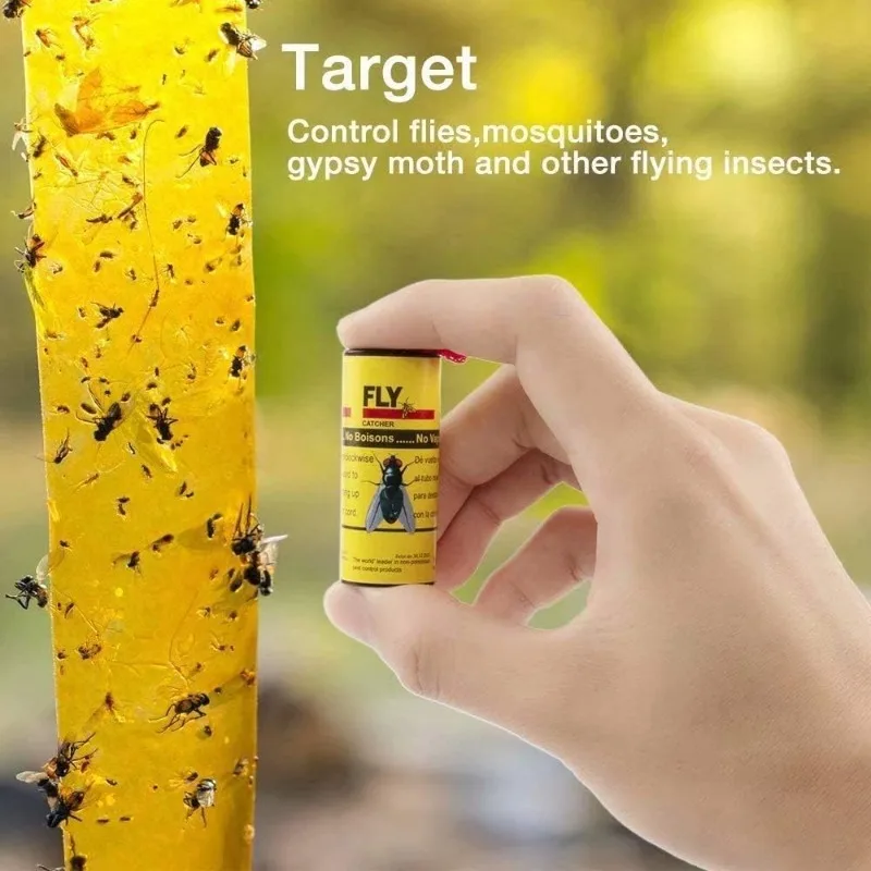 40/4pcs Double Sided Fly Sticky Tape Strong Self-adhesive Paper Strip for Flying Insect Bug Mosquitos Catcher Roll Killer Traps thumbnail 3