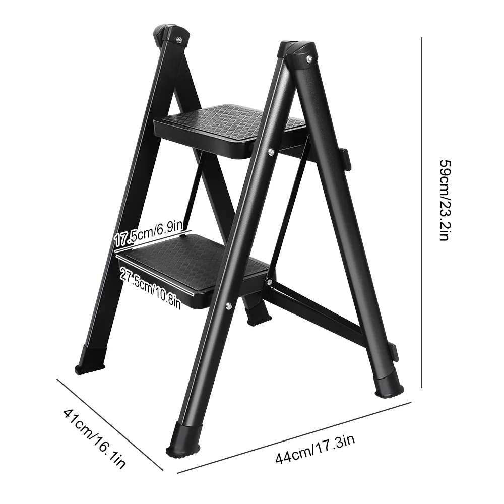 2 Steps Folding Step Ladder Non-slip Household Folding Ladders Stool 330lbs Load-bearing Multifunction Step Ladder High Chair thumbnail 6