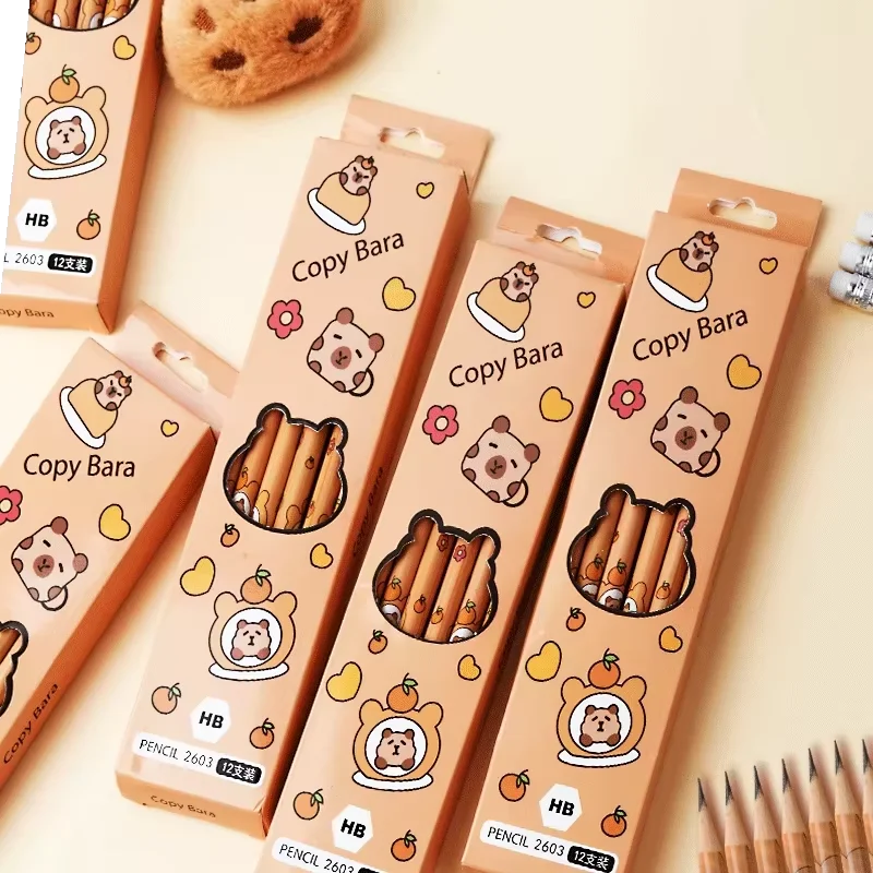 12pcs Kawaii Capybara Pencils Sketching Drawing Pencil With Eraser Unpointed For School Office Students Stationery Supply Pencil thumbnail 4