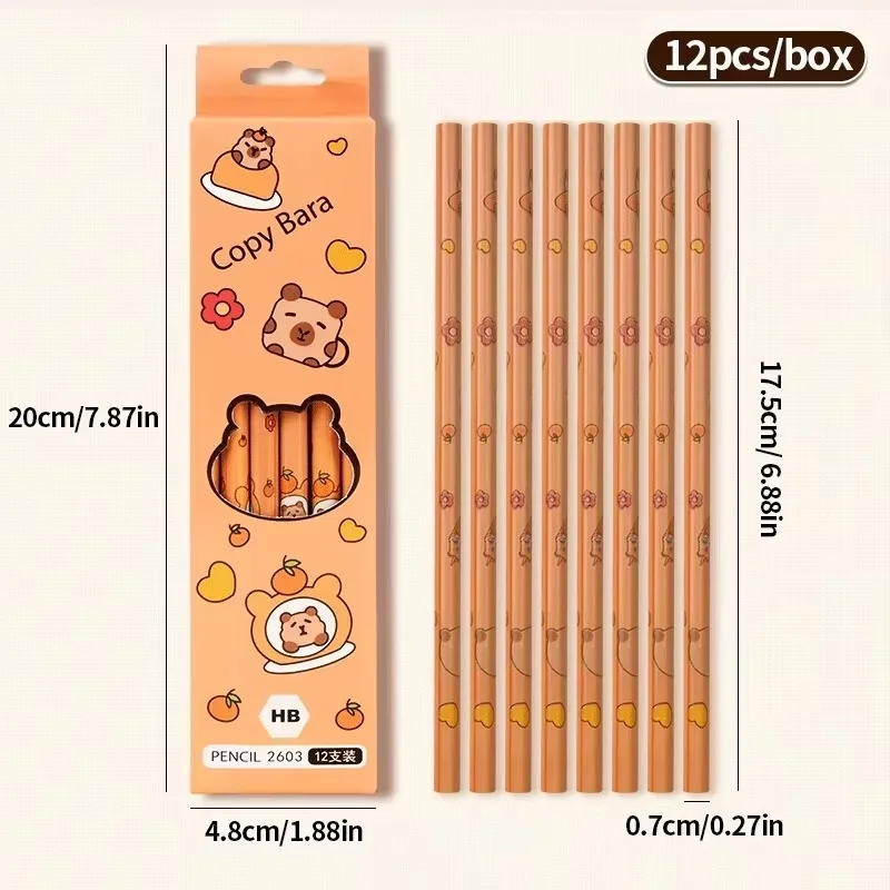 12pcs Kawaii Capybara Pencils Sketching Drawing Pencil With Eraser Unpointed For School Office Students Stationery Supply Pencil thumbnail 5