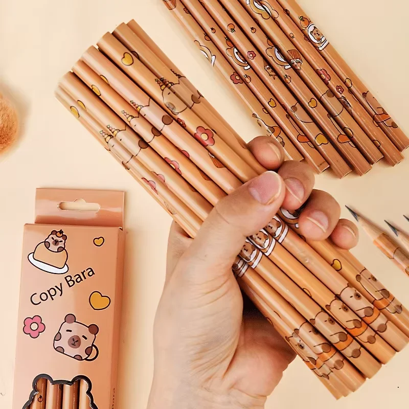 12pcs Kawaii Capybara Pencils Sketching Drawing Pencil With Eraser Unpointed For School Office Students Stationery Supply Pencil thumbnail 3