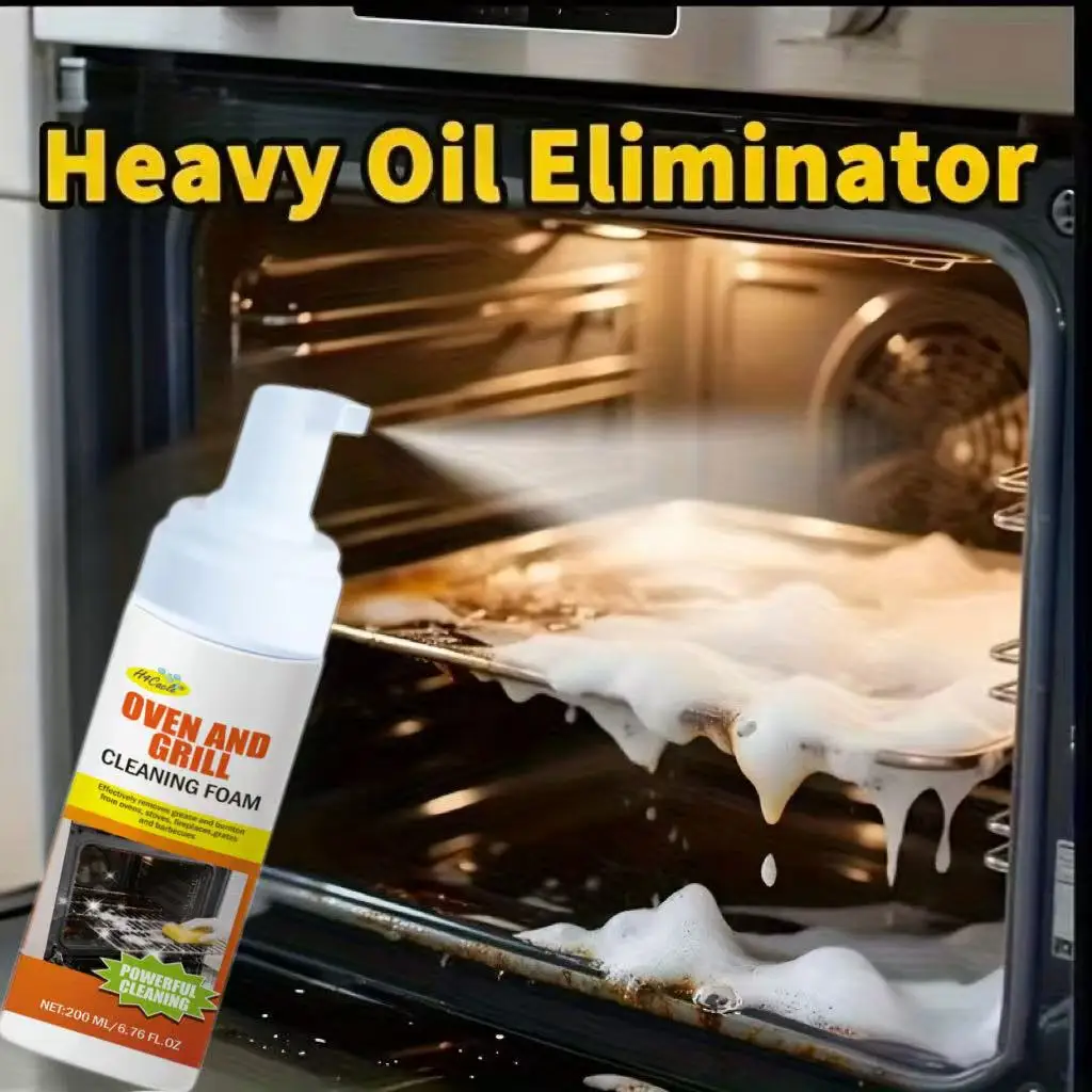 Oven & Grill Grease Foam Cleaner, for Barbecue, Steam Ovens, Stoves, Removing Black Stains Kitchen Grease Removal Oven Cleaner