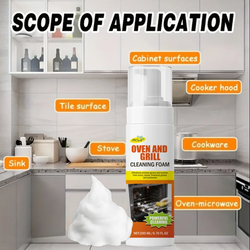 Oven & Grill Grease Foam Cleaner, for Barbecue, Steam Ovens, Stoves, Removing Black Stains Kitchen Grease Removal Oven Cleaner thumbnail 6