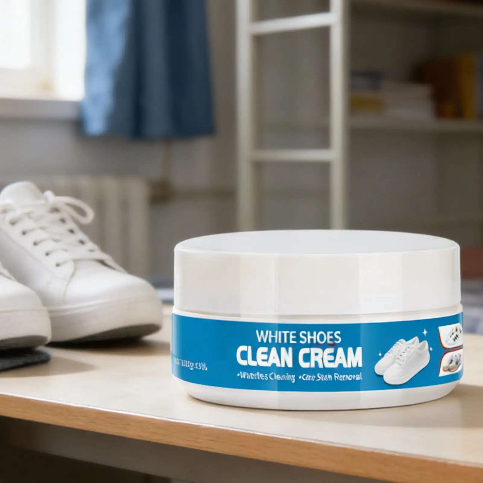White Shoe Cleaner Cream With Sponge Stain Remover For Canvas Rubber Soles, Indoor Outdoor Sports Shoe Maintenance & Care Kit thumbnail 3