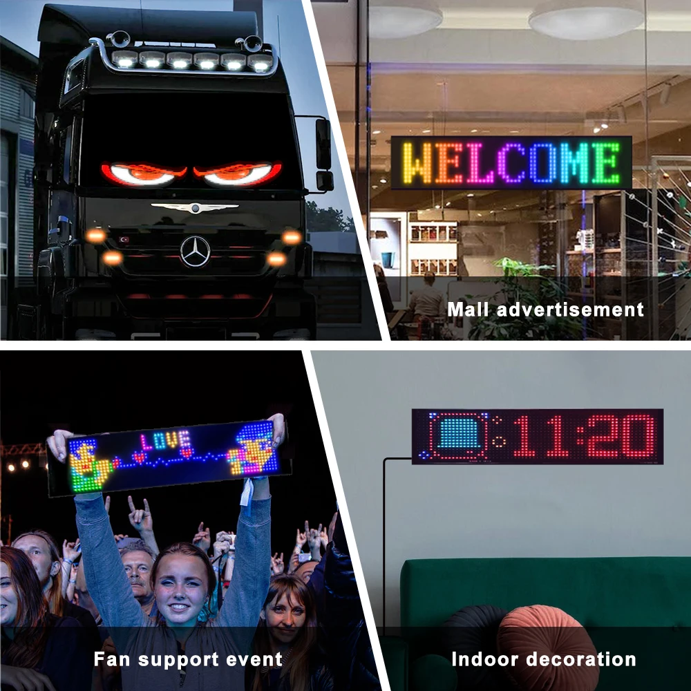 LED Devil Eye Car Lights Dynamic Flexible Programmable Custom Bluetooth Control LED Eyes Display Light For Car Decor thumbnail 2