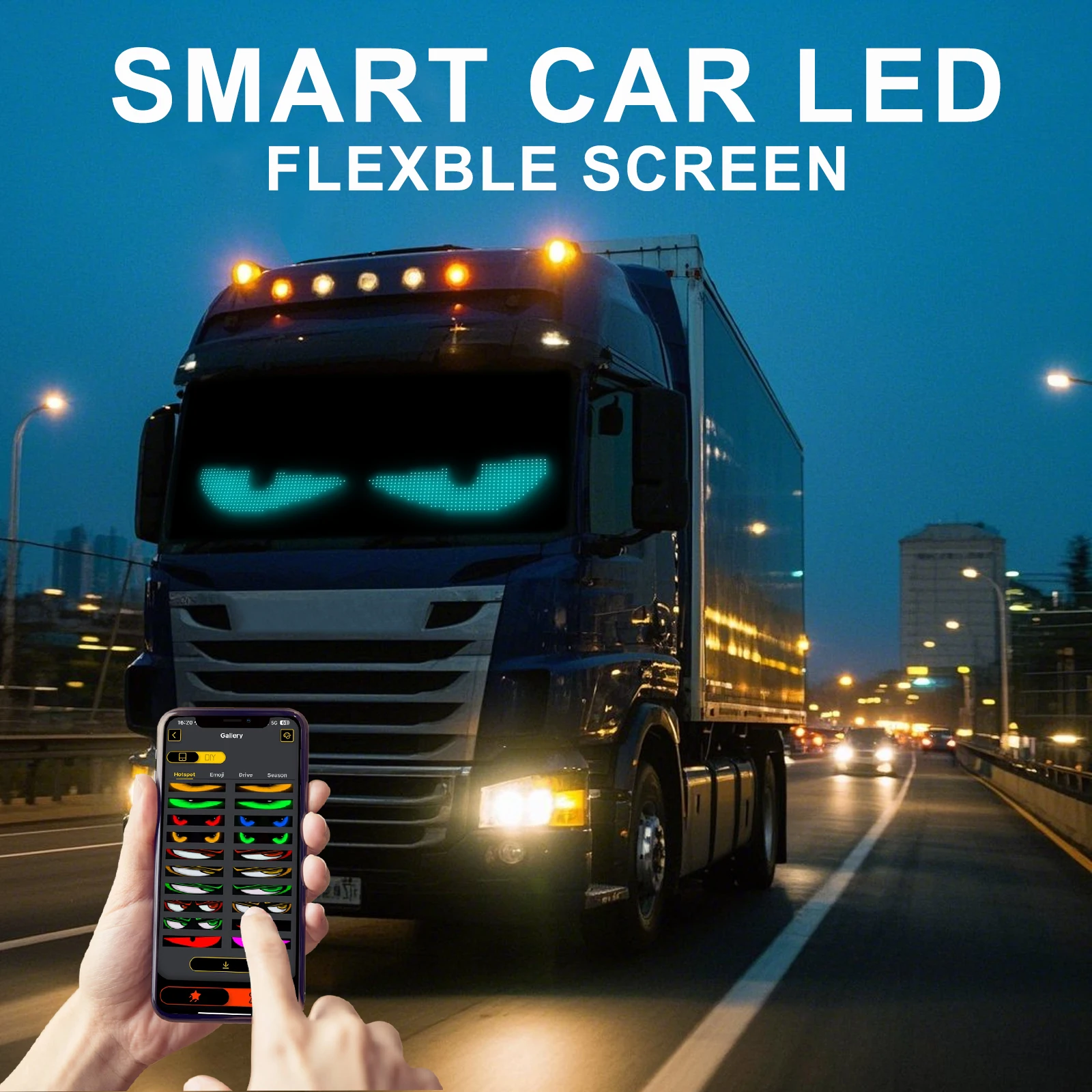 LED Devil Eye Car Lights Dynamic Flexible Programmable Custom Bluetooth Control LED Eyes Display Light For Car Decor thumbnail 4