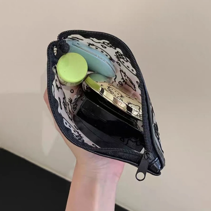 Kawaii Hello Kitty Cosmetic Bag Anime Cartoon KT Cat Mesh Style Portable Coin Purse Earphone Storage Bag Holiday Gifts thumbnail 4