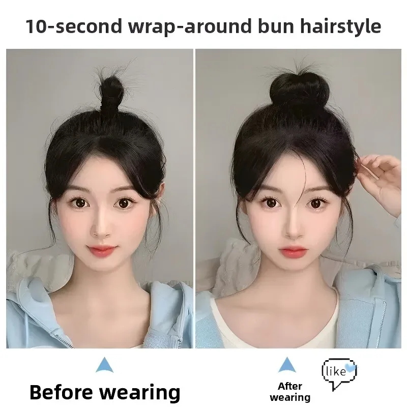 50cm Synthetic Self-Winding Hair Bundle With Elastic Loop DIY Hair Bun Ponytail For Increase Hair Fluffy Natural Ball Head Wig thumbnail 2
