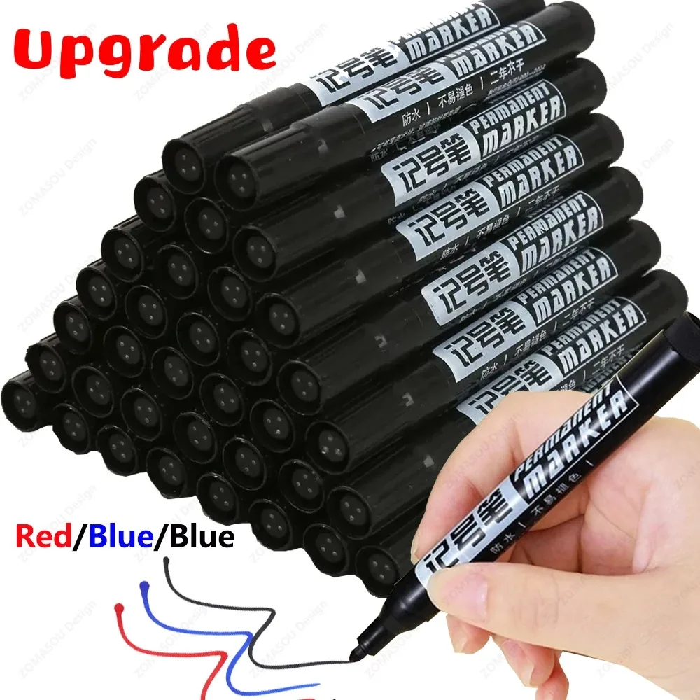 1-50Pcs Waterproof Oil-based Marker Pen Quick Dry Black Blue Red Ink Permanent for Metal Glass Stationery Art School Supply thumbnail 2