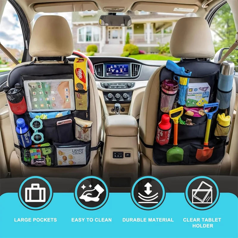 Car Seat Storage Bag Oxford Cloth Tablet Holder Protective Cover Multi-Pocket Anti-Kick Seat Back Bag for Children Travel Car thumbnail 2