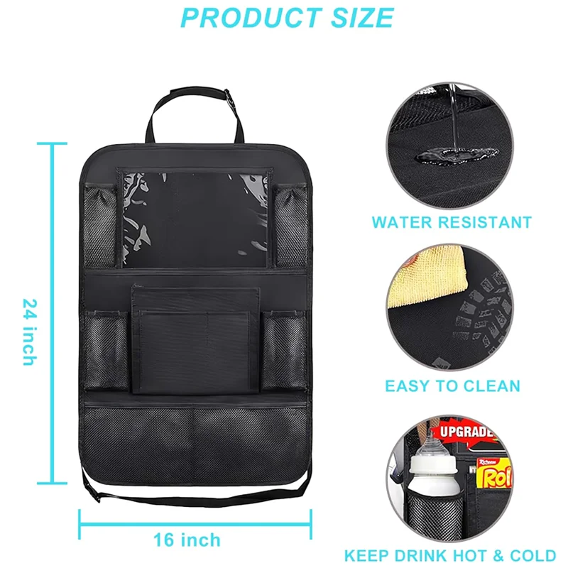 Car Seat Storage Bag Oxford Cloth Tablet Holder Protective Cover Multi-Pocket Anti-Kick Seat Back Bag for Children Travel Car thumbnail 6