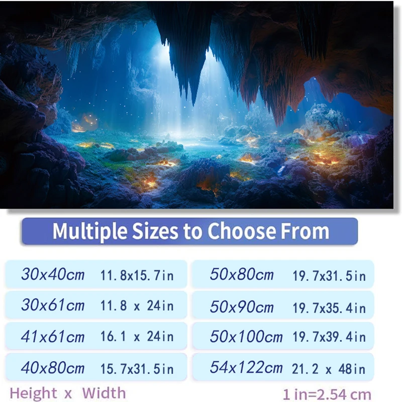 Aquarium Background Poster 3D Underwater Cave Landscape Fish Tank Sticker HD Self-adhesive Decor Waterproof PVC Material thumbnail 2