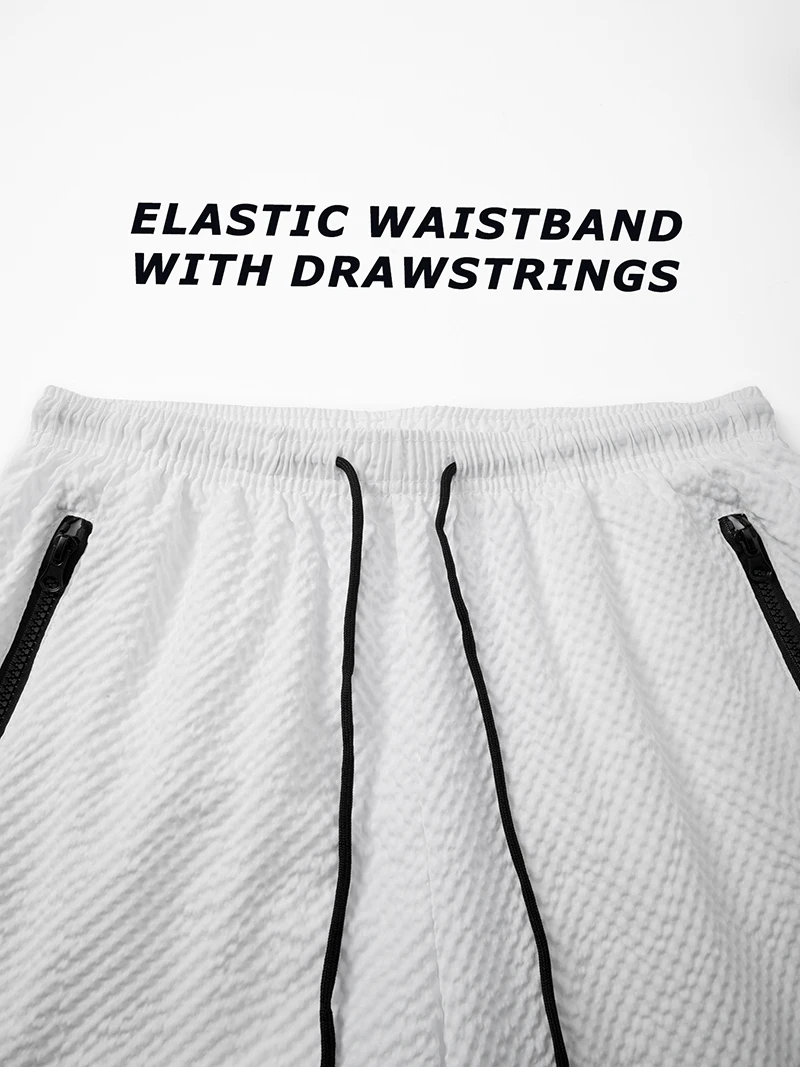 Men's Seersucker Beach Shorts with Mesh Liner Summer Casual Board Shorts with Zipper Pockets Quick Dry Swim Shorts Swim Trunks thumbnail 4