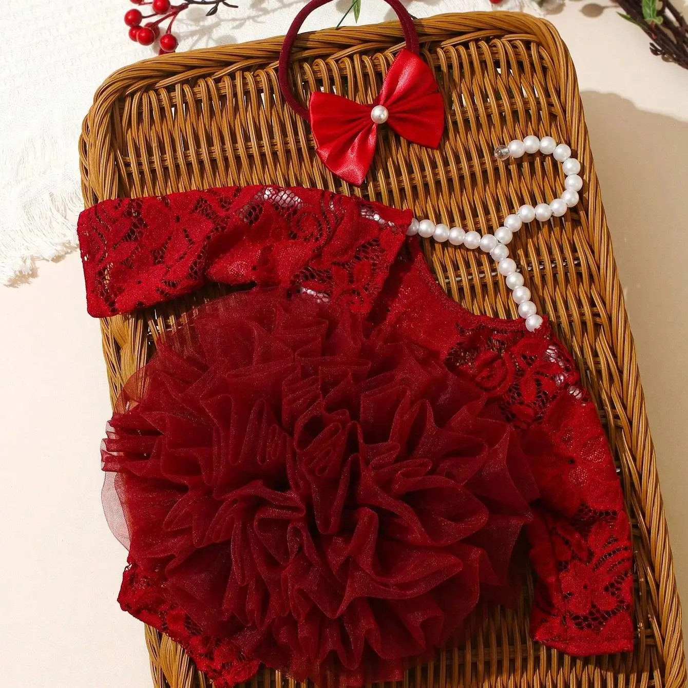 2pcs Baby Tutu Dress Newborn Photography Outfit Adorable Lace Girl Princess Dress Romper Baby Gifts Photo Shooting Clothing thumbnail 4