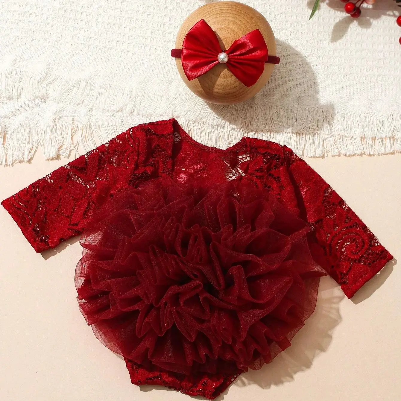 2pcs Baby Tutu Dress Newborn Photography Outfit Adorable Lace Girl Princess Dress Romper Baby Gifts Photo Shooting Clothing thumbnail 2