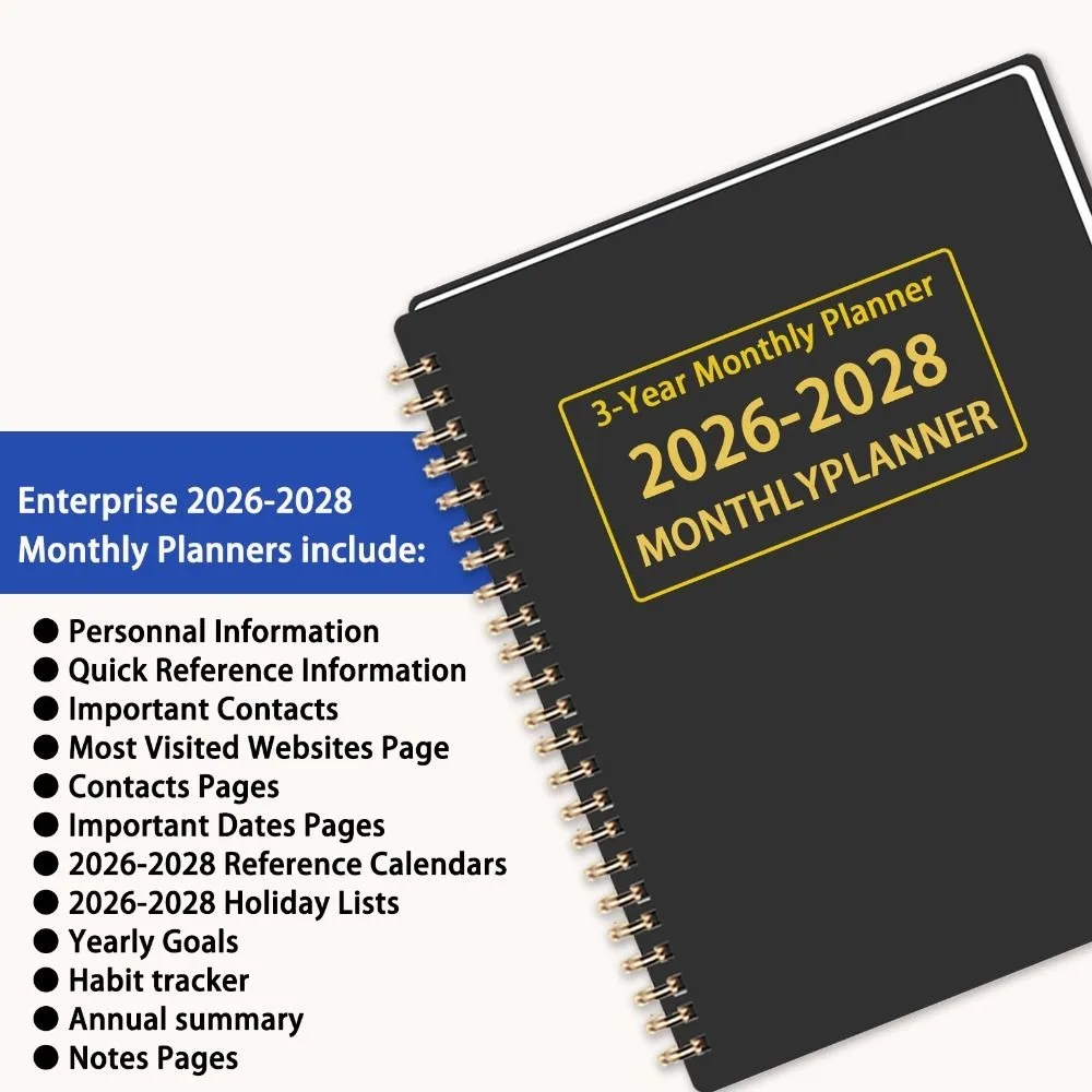 A4/A5 3 Years Monthly Planner 2026-2028 Yearly Goals Calendar Book Smooth Writing Annual Summary Agenda Calendar Academic Year thumbnail 3