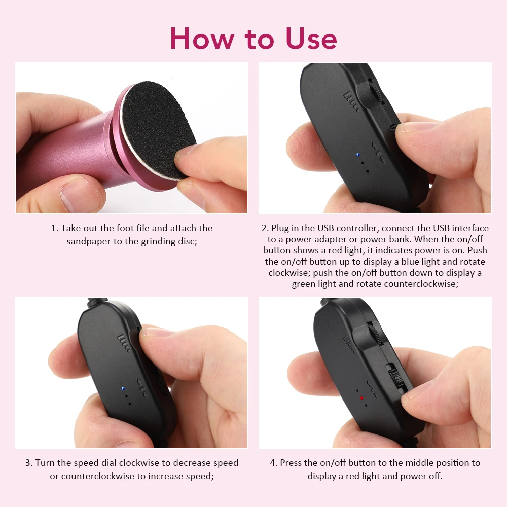 USB Electric Foot Callus Remover Foot Care Tool Leg Heels Remove Dead Skin Pedicure Tool Set With Replacement Sandpaper thumbnail 6