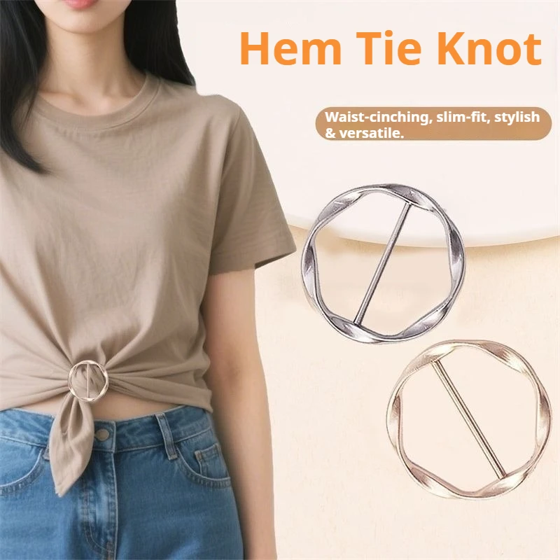 5pcs Fashion Metal Round Circle Clip Buckle Shawl T-Shirt Tie Clip Brooch Waist Buckle Versatile Clothing Ring Wrap Holder thumbnail 3
