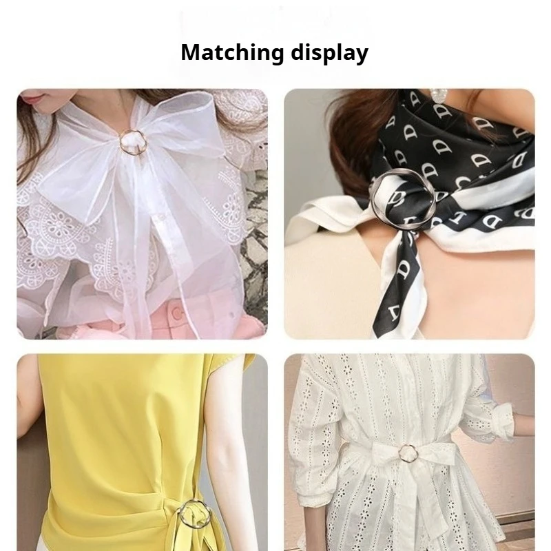 5pcs Fashion Metal Round Circle Clip Buckle Shawl T-Shirt Tie Clip Brooch Waist Buckle Versatile Clothing Ring Wrap Holder thumbnail 4