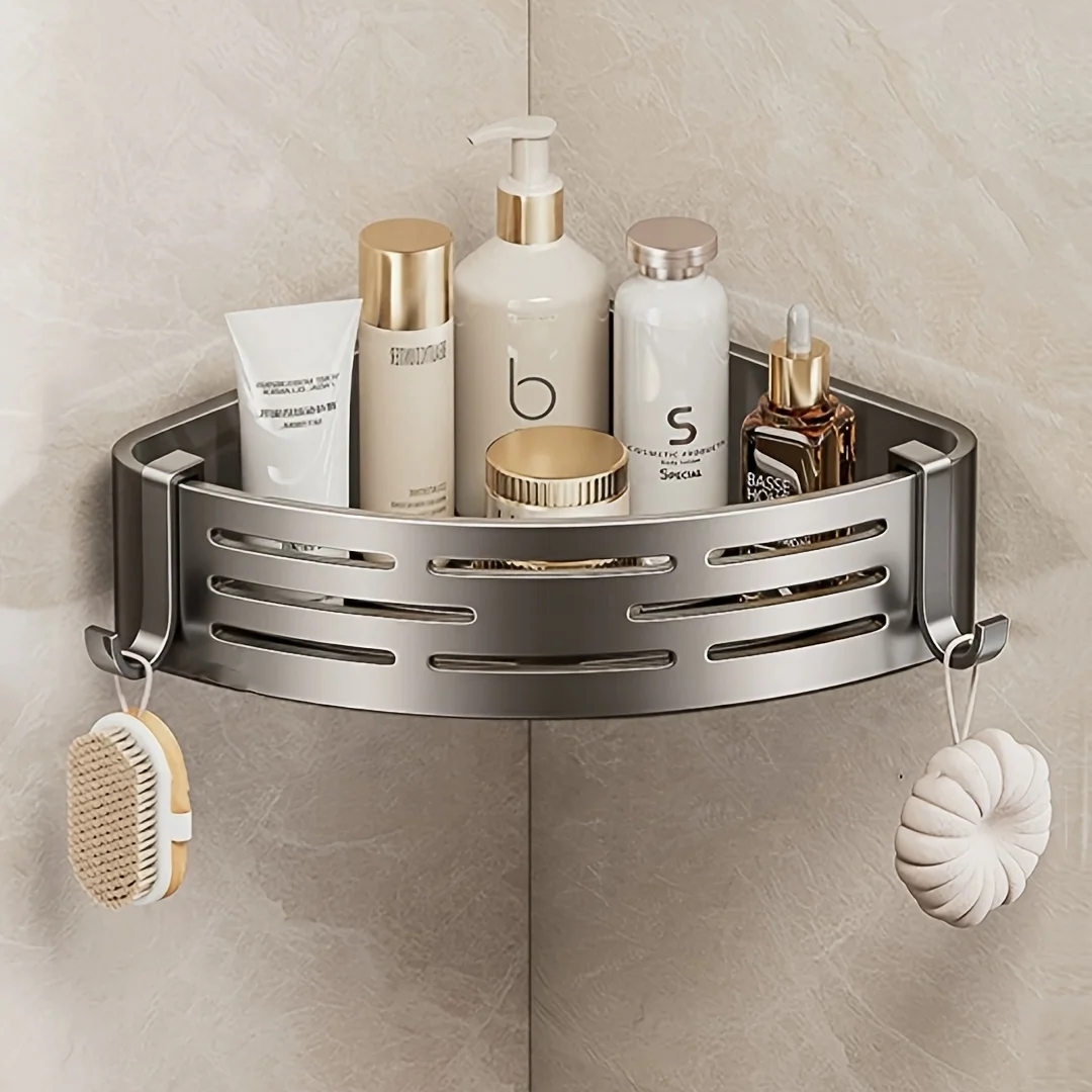 Modern Bathroom Corner Organizer Rack Self Adhesive Shower Shelf For Cosmetics Toiletries Storage Valentines Day Gift Home Decor thumbnail 3