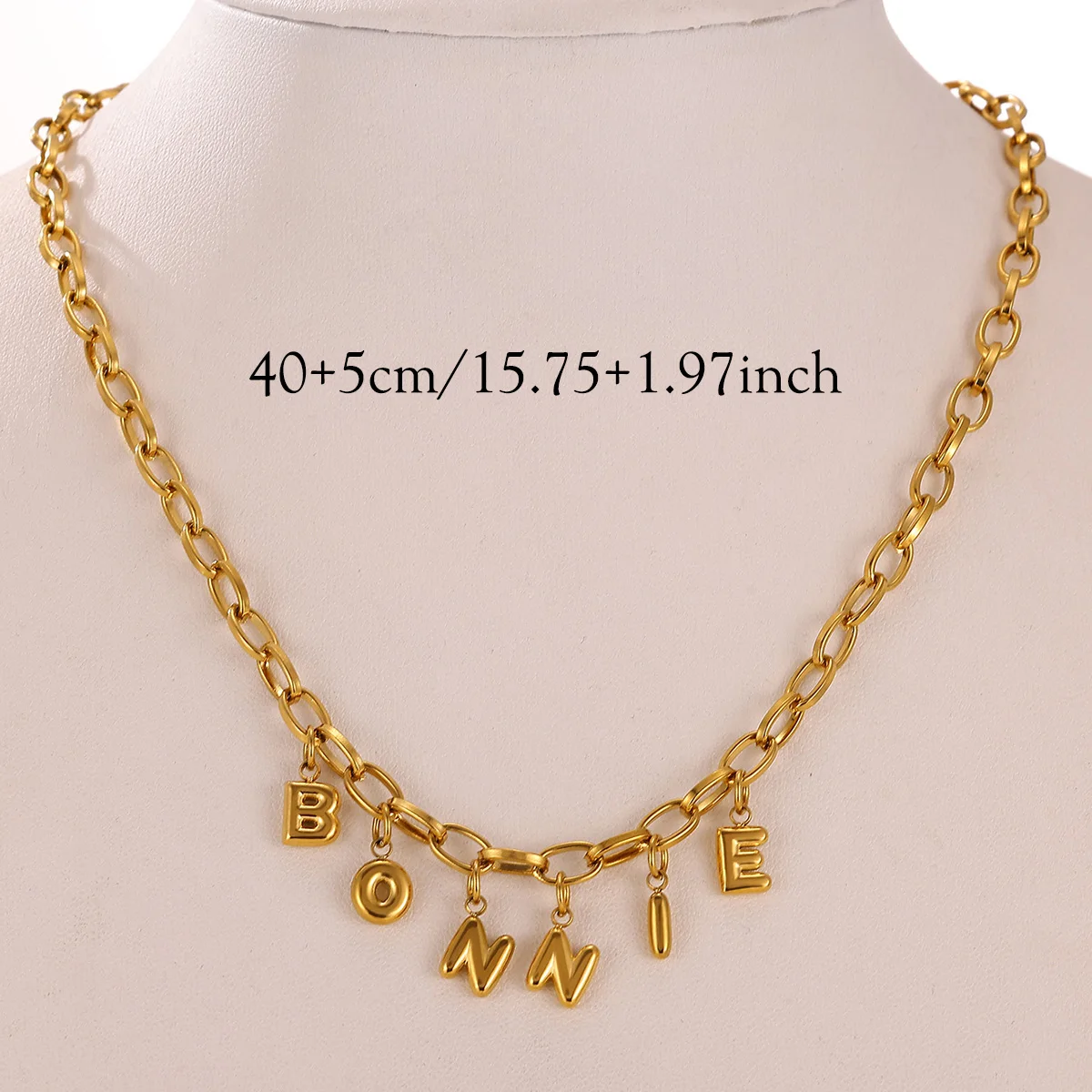 Custom 3D Bubble Name Thick Chain Necklace For Women Stainless Steel Initial Charm Nameplate New Personalized Jewelry Mama Gifts thumbnail 5