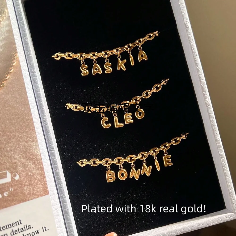 Custom 3D Bubble Name Thick Chain Necklace For Women Stainless Steel Initial Charm Nameplate New Personalized Jewelry Mama Gifts thumbnail 3