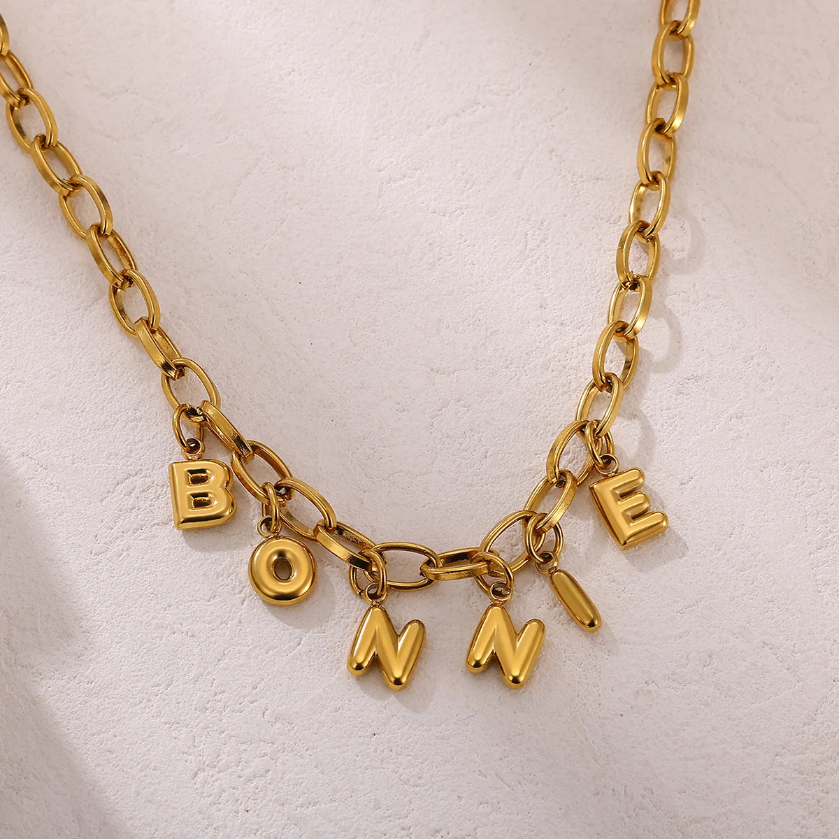 Custom 3D Bubble Name Thick Chain Necklace For Women Stainless Steel Initial Charm Nameplate New Personalized Jewelry Mama Gifts thumbnail 6