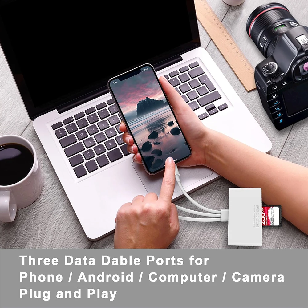 New 5-in-1 SD TF Card Reader Multi-function OTG Converter Hub Docking for iPhone12 13 14 15 16 17 iPad Android Xiaomi thumbnail 5