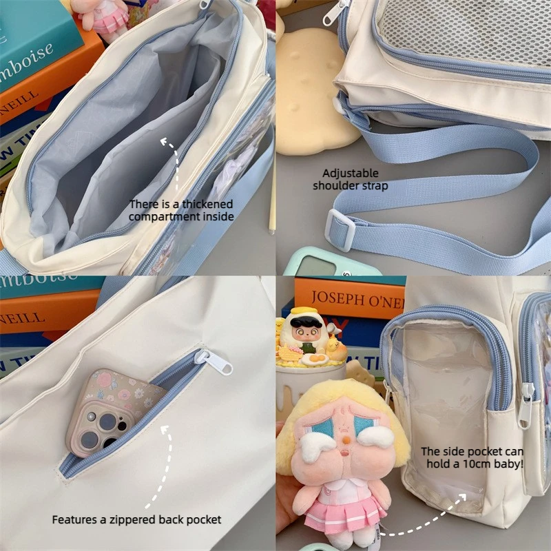 Trendy Transparent Crossbody Bag for Girls Large Capacity Shoulder Bags Fashionable School Style Texture and Versatile Ita Bag thumbnail 6