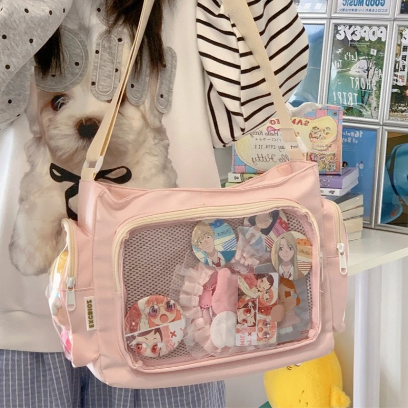 Trendy Transparent Crossbody Bag for Girls Large Capacity Shoulder Bags Fashionable School Style Texture and Versatile Ita Bag thumbnail 5