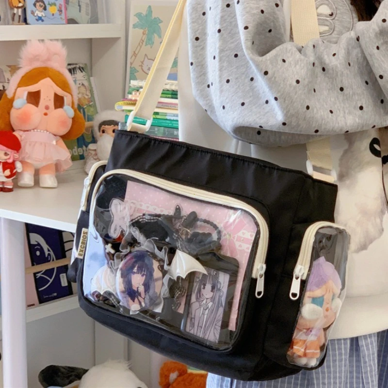Trendy Transparent Crossbody Bag for Girls Large Capacity Shoulder Bags Fashionable School Style Texture and Versatile Ita Bag thumbnail 3