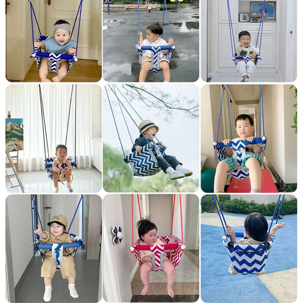Baby Canvas Swing Chair Hanging Hammock Children Kindergarten Toy Outside Indoor Small Basket Swinging Rocking Chair Baby Toy thumbnail 6