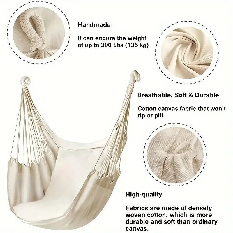 Baby Canvas Swing Chair Hanging Hammock Children Kindergarten Toy Outside Indoor Small Basket Swinging Rocking Chair Baby Toy thumbnail 5