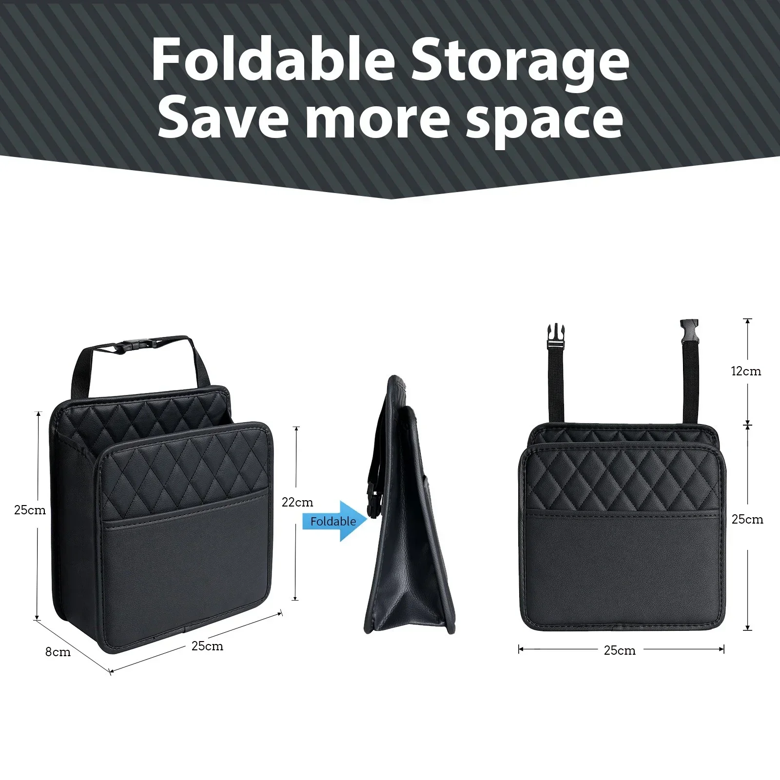 Universal Car Seat Back Organizer PU Leather Storage Bag Multi-Pocket Design Waterproof Tissue Holder Cup Holder Garbage Pocket thumbnail 5