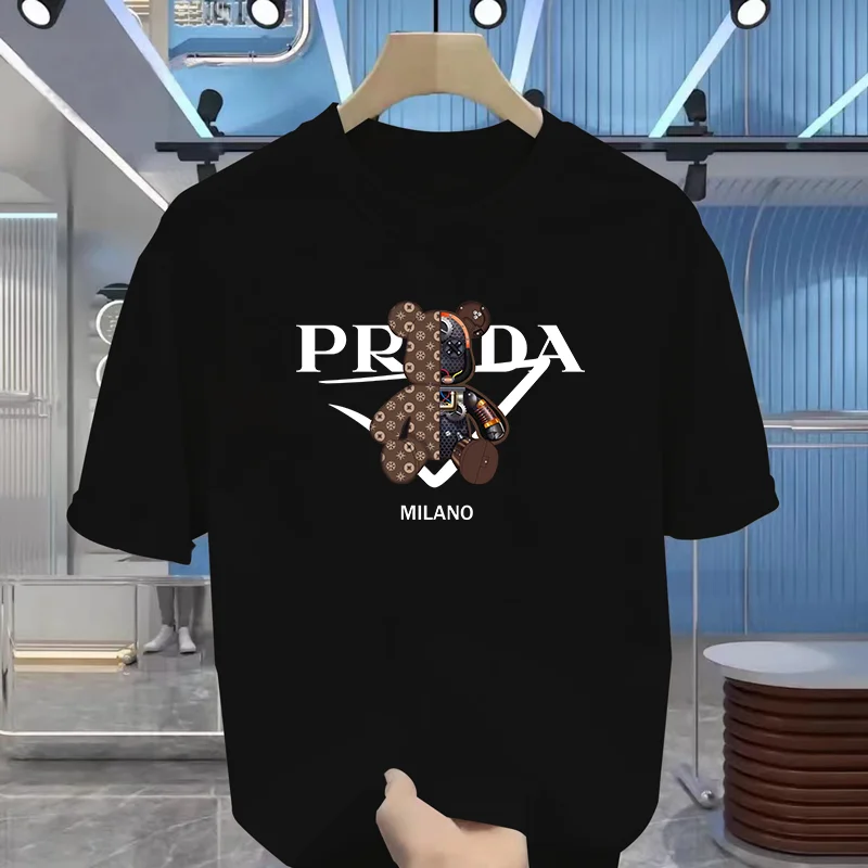 100% pure cotton men's luxurious brand letter print T-shirt, short-sleeved T-shirt, high-quality men's clothing, streetwear thumbnail 2