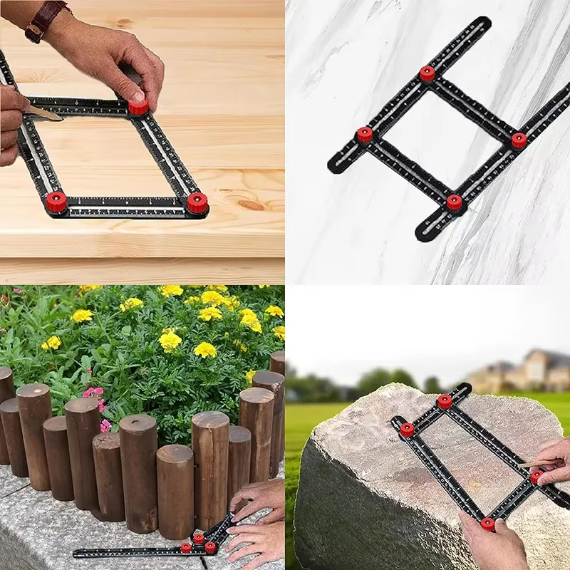 16/12/9/6/4 Side Multi Angle Measuring Ruler Opening Locator Angle Finder Tool Ceramic Tile Hole Punch Locator Measuring Ruler thumbnail 3