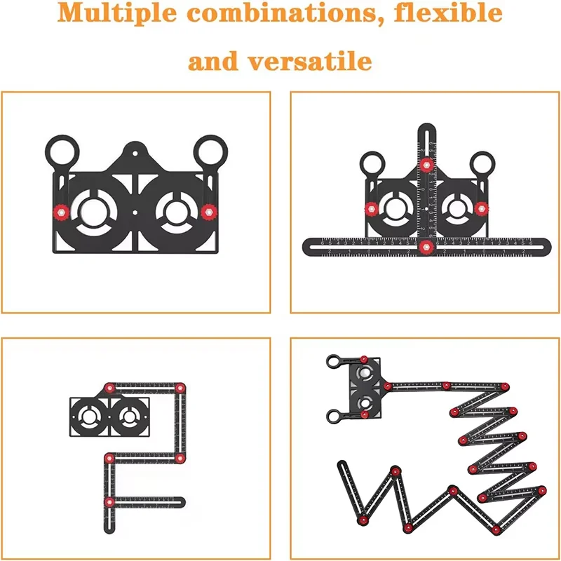 16/12/9/6/4 Side Multi Angle Measuring Ruler Opening Locator Angle Finder Tool Ceramic Tile Hole Punch Locator Measuring Ruler thumbnail 4