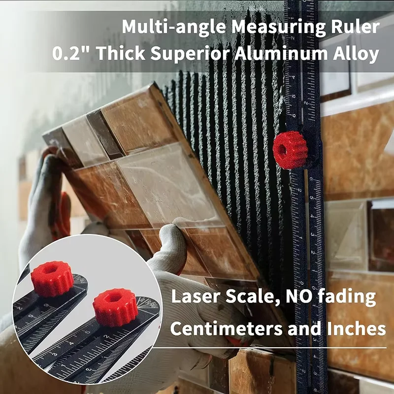 16/12/9/6/4 Side Multi Angle Measuring Ruler Opening Locator Angle Finder Tool Ceramic Tile Hole Punch Locator Measuring Ruler thumbnail 2