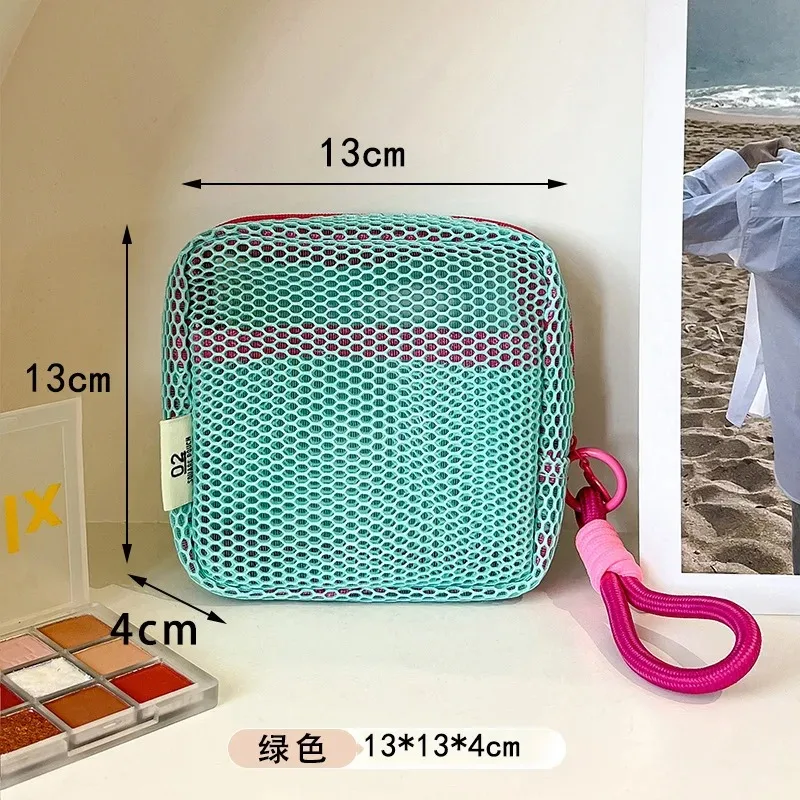 Mini Coin Purse Portable Mesh Makeup Bag Dopamine Mesh Cloth Money Lipstick Eyeshadow Storage Bag for Travelling Shoping thumbnail 6