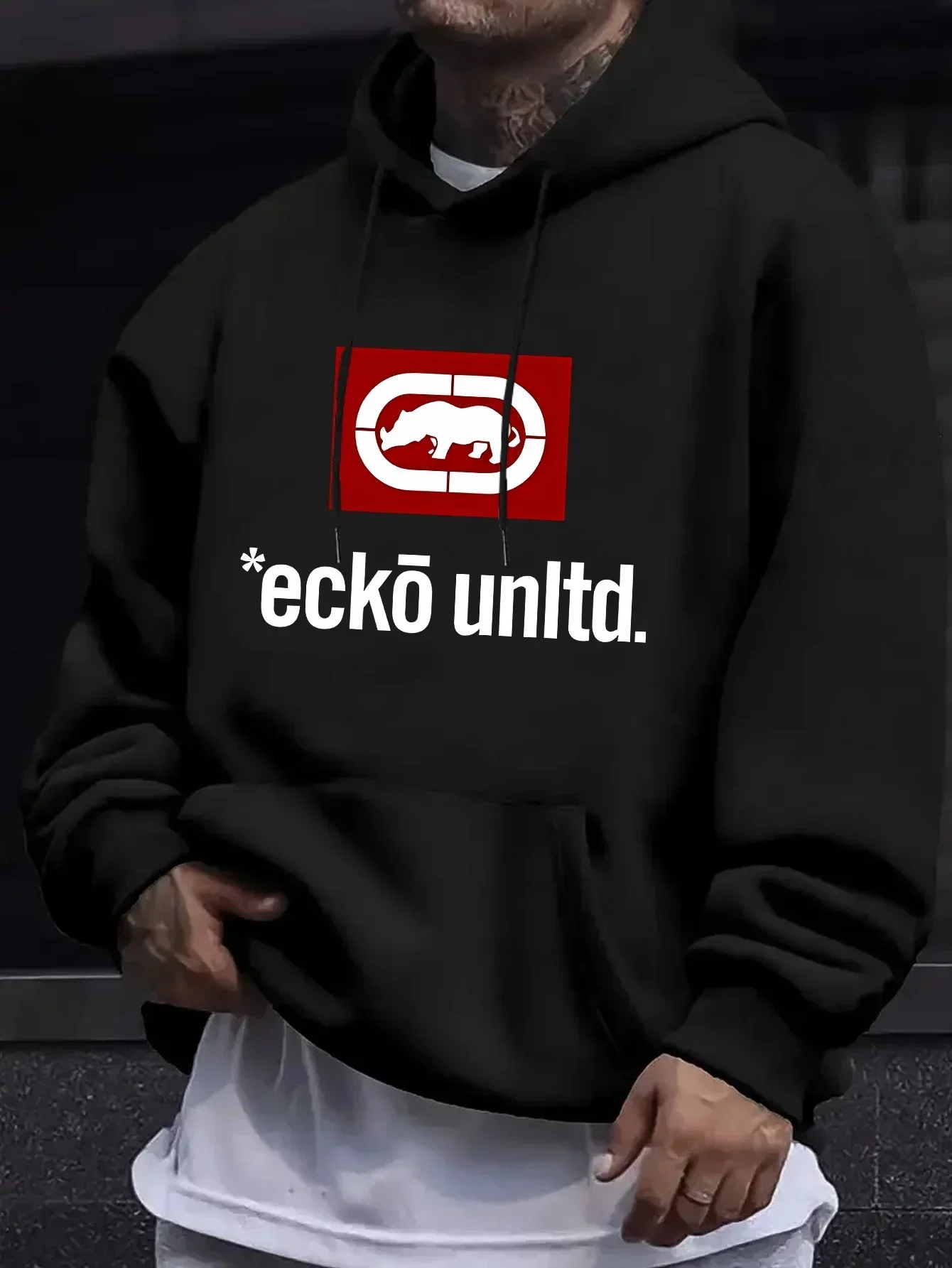 Men's Hoodie with Graphic "Ecko Unlimited" - Casual Sweater Long Sleeves Regular Fit Autumn/Winter Casual Hoodie thumbnail 4