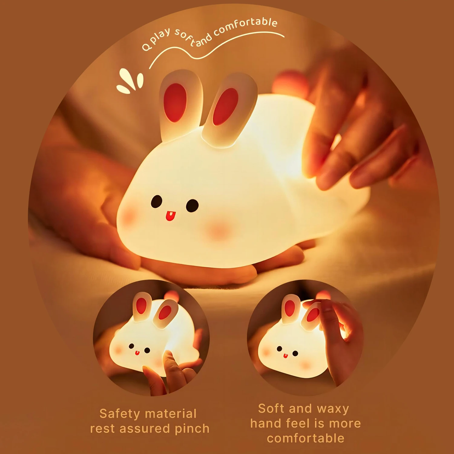 Cute LED Night Light Panda Sheep Rabbit Silicone Nightlights USB Rechargeable For Bedroom Decoration Kids Birthday Gift thumbnail 6