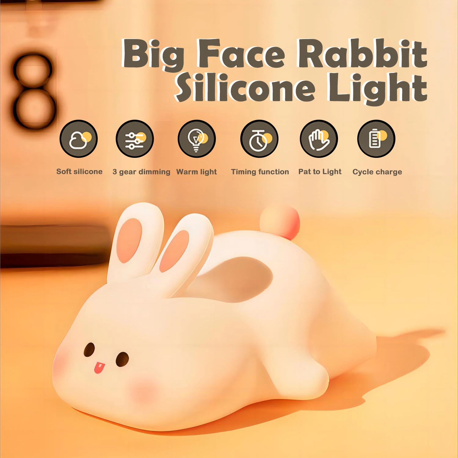 Cute LED Night Light Panda Sheep Rabbit Silicone Nightlights USB Rechargeable For Bedroom Decoration Kids Birthday Gift thumbnail 3