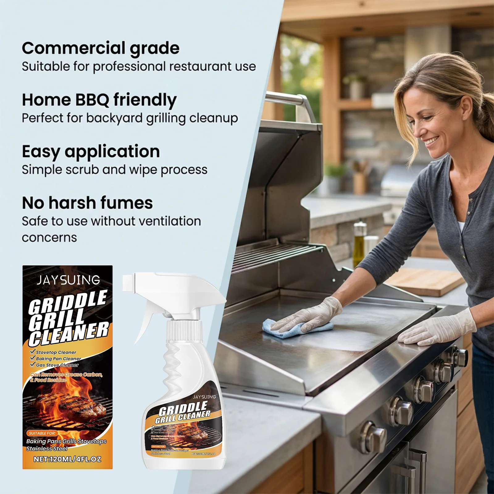 120ml Grill Cleaner Spray Powerful Degreaser for BBQ Grates Oven Racks Stovetops Cuts Through Burnt On Grease Fast Easy Formula thumbnail 6