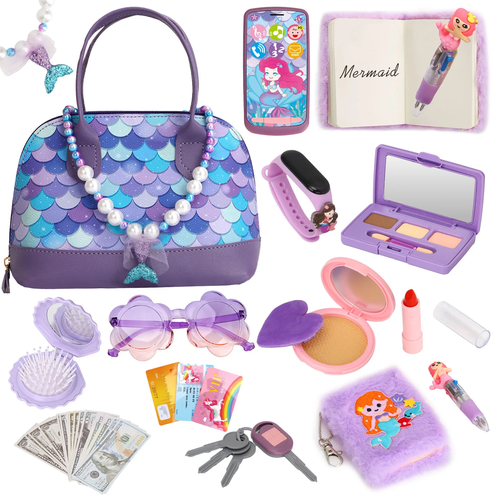 In Stock Simulated Children'S Playhouse Handbag Toy Watch Coin Purse Girl'S Birthday Gift Mobile Phone Bag Play As A Toy Gift thumbnail 2