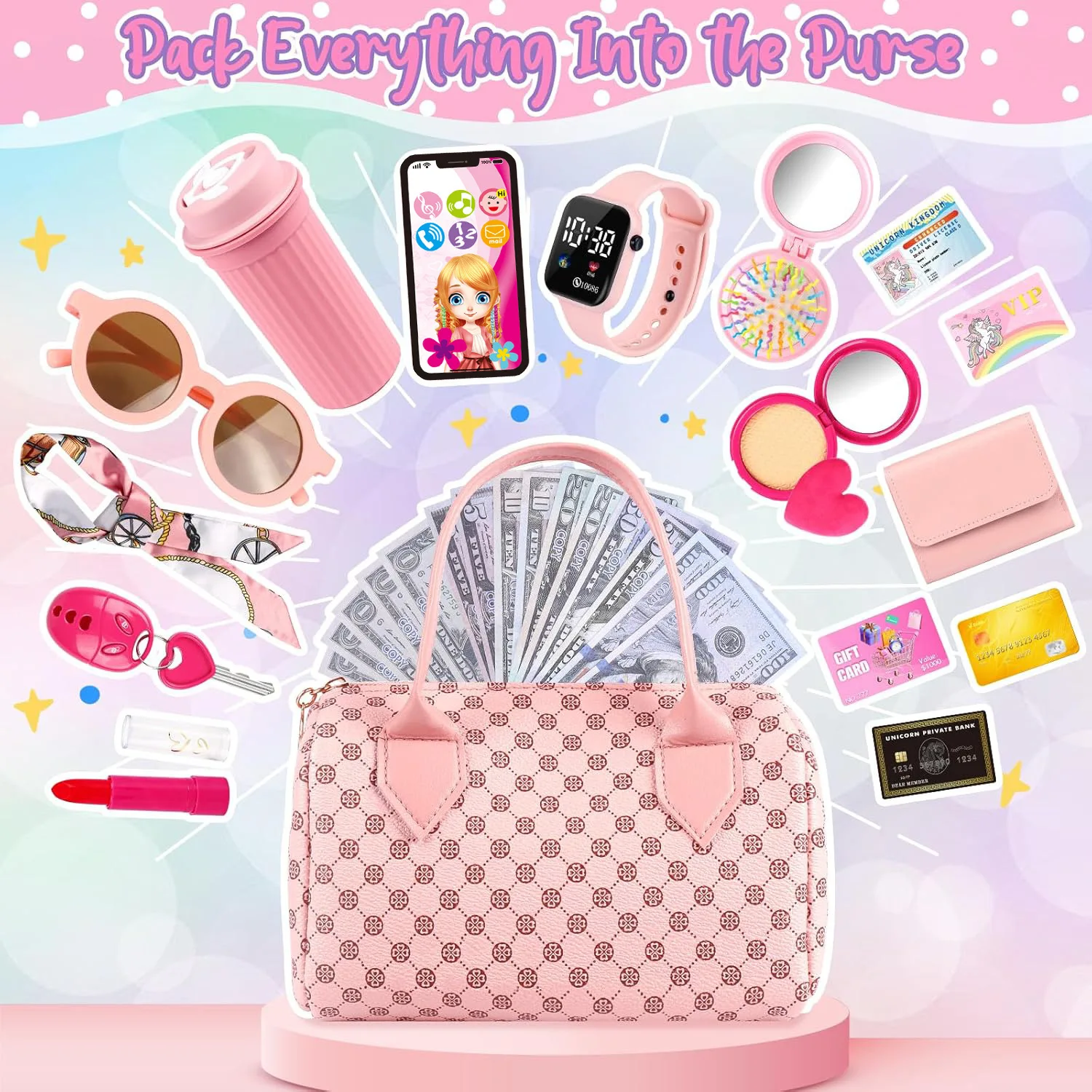 In Stock Simulated Children'S Playhouse Handbag Toy Watch Coin Purse Girl'S Birthday Gift Mobile Phone Bag Play As A Toy Gift thumbnail 3