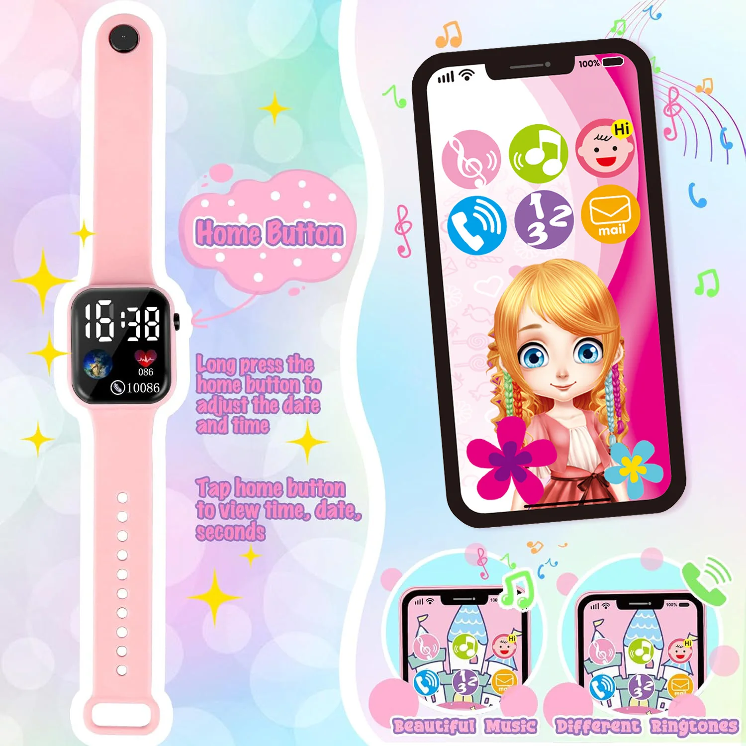 In Stock Simulated Children'S Playhouse Handbag Toy Watch Coin Purse Girl'S Birthday Gift Mobile Phone Bag Play As A Toy Gift thumbnail 5