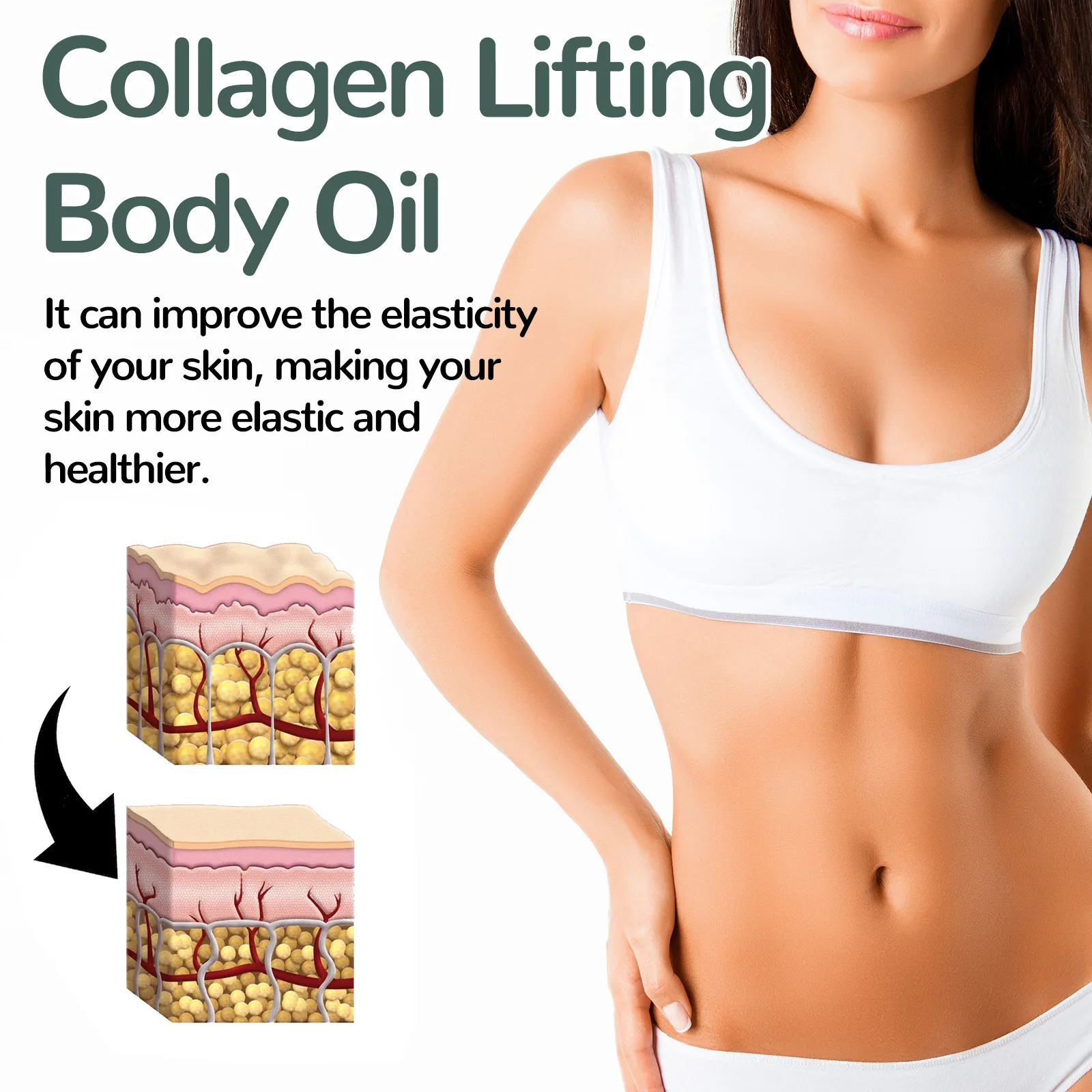 OceAura Collagen Body Oil Enhance Skin Elasticity Wrinkle Remover Cellulite Massage Care Refreshing Rosemary Lift Body Oil 100ml thumbnail 3