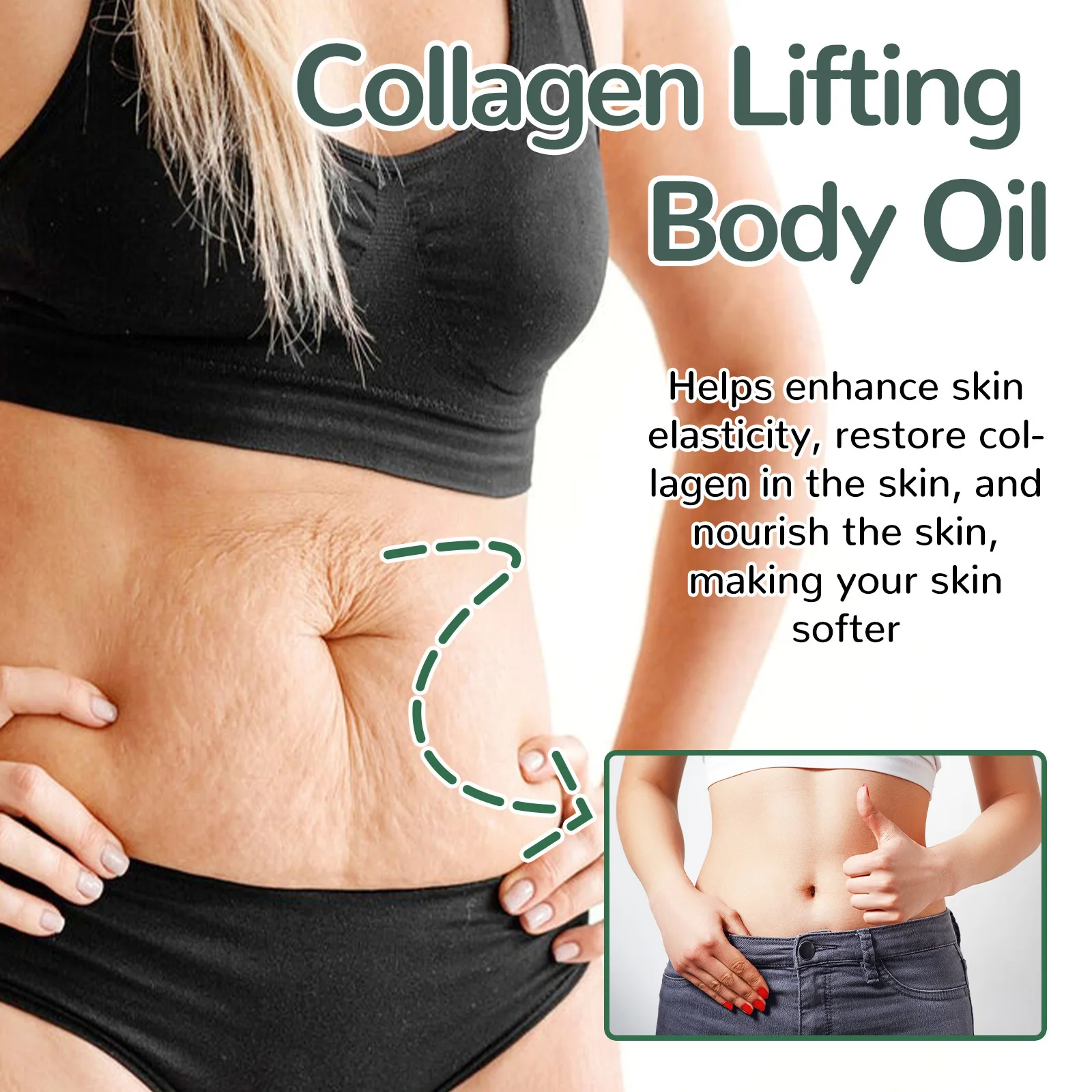 OceAura Collagen Body Oil Enhance Skin Elasticity Wrinkle Remover Cellulite Massage Care Refreshing Rosemary Lift Body Oil 100ml thumbnail 4